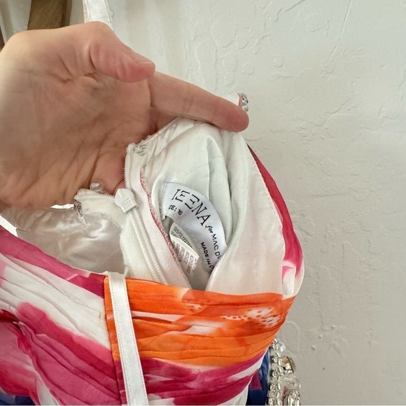 Ieena Mac Duggal 2219 Rhinestone Trim Floral Chiffon Chunky Criss Back Strap 16 - Picture 6 of 13